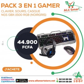 Pack Gamer 3en1 (Clavier/Souris/Casque) NGS GBX-1500 RGB (Noir/Gris) à prix  bas